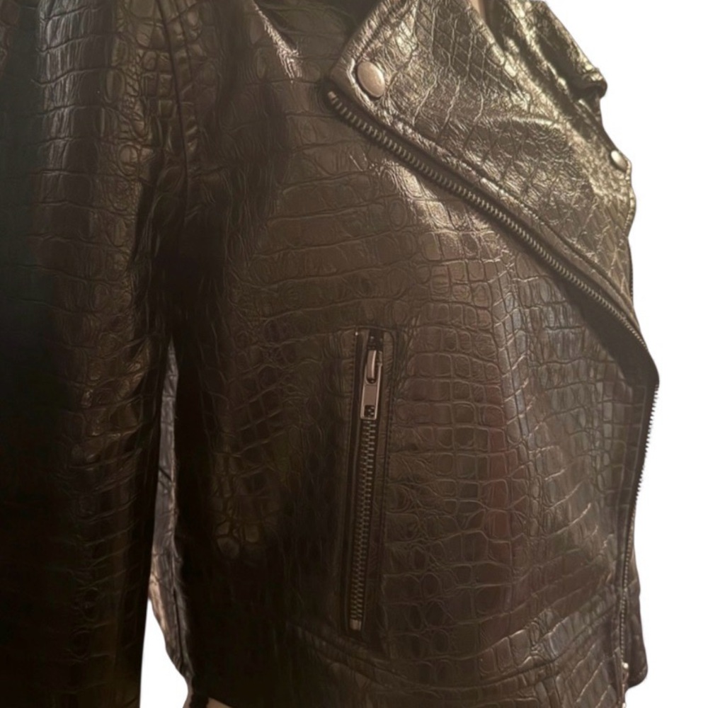 NEW ModCloth Crocodile Rock 1980's Punk Faux Leather Moto Jacket Medium NWT - Picture 5 of 10